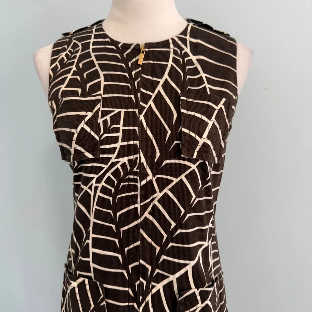 Tory Burch‎ Sleeveless Front Zipper Brown Cotton Dress Size 4